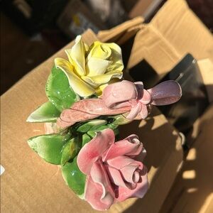 Vintage  Thorley bone china floral arrangement in a planter